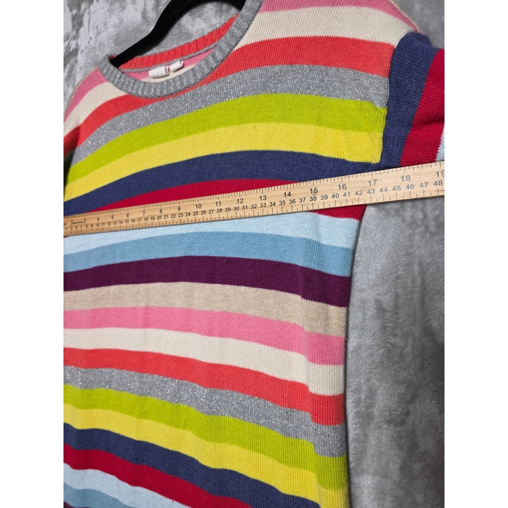 Gap Kids Girls XL 12 Rainbow Stripe Metallic Knit Long Sleeve Sweater DressMulti - Picture 6 of 7